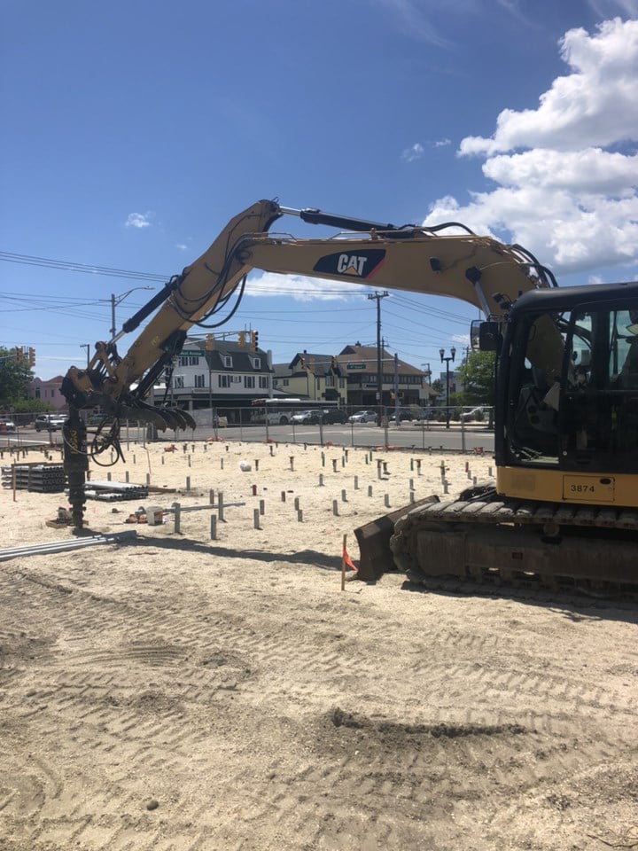 Construction with helical piles